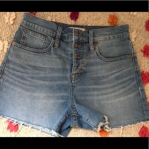 Madewell button- fly high rise denim cut offs